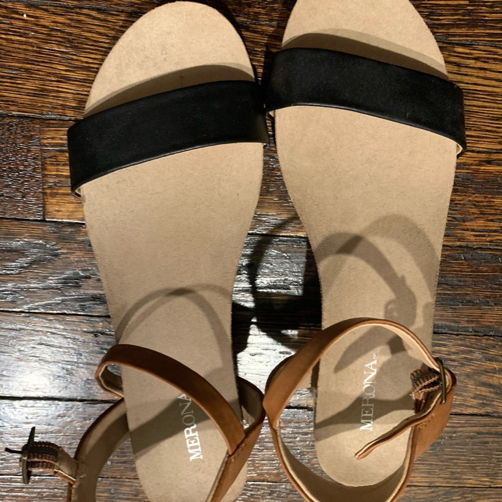 Brown and Black Sandals